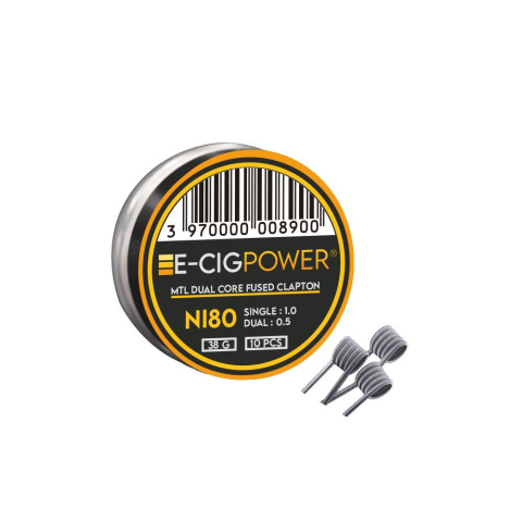 E-Cig Power - Ni80 MTL Dual Core Fused Clapton X10 E-Cig Power - Ni80 MTL Dual Core Fused Clapton X10