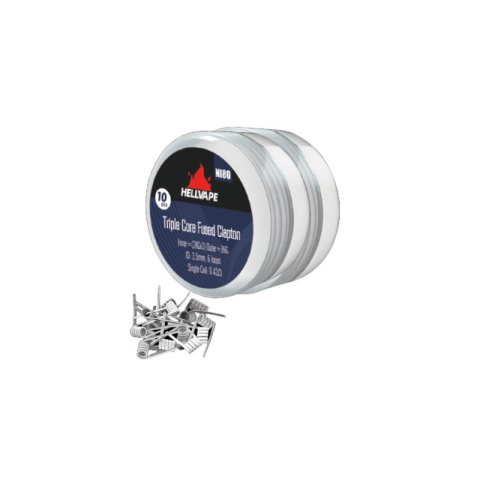 Hellvape Ni80 Triple Core Fused Clapton Prebuilt Wire 0.28Ga*3+36Ga (0.42ohm) (10szt.) Hellvape Ni80 Triple Core Fused Clapton Prebuilt Wire 0.28Ga*3+36Ga (0.42ohm) (10szt.)